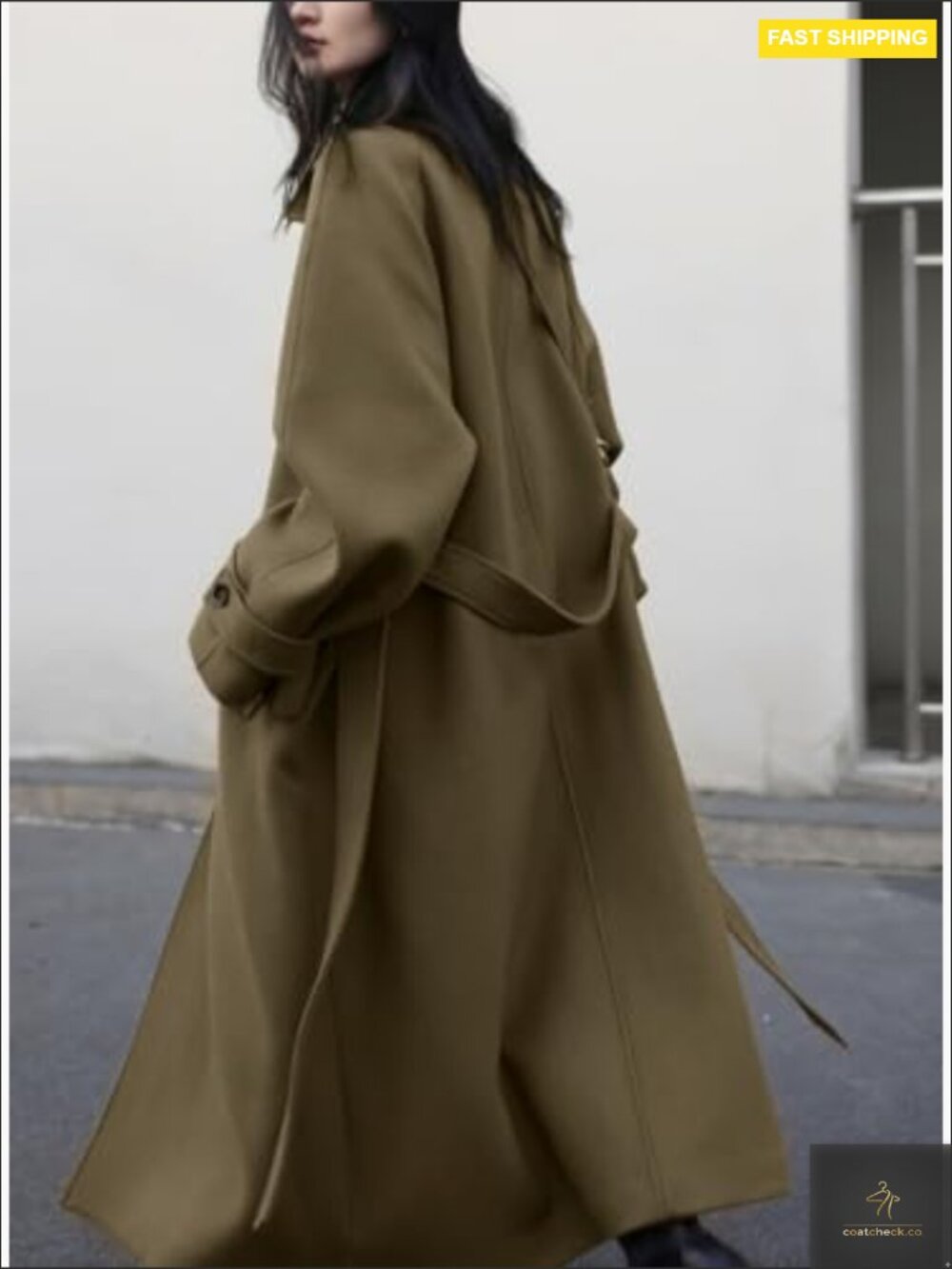 Wool Pea Coat Long Sleeve Overcoat Business Work Office Classic Winter Coat - Picture 5 of 6